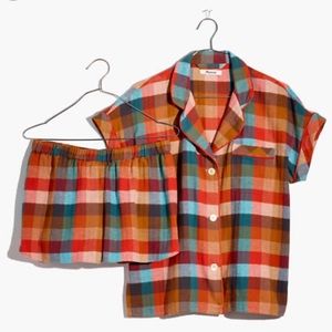 Madewell short rainbow plaid pajamas size Small